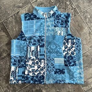 NORTHERN TRADITIONS Petit Fleece Patchwork Zip-up Cozy Cottagecore Grandma Vest